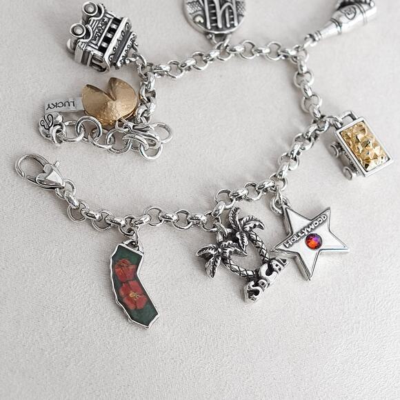 Brighton California State Charm Bracelet Silver Plated Retired Design 8" - Picture 5 of 8